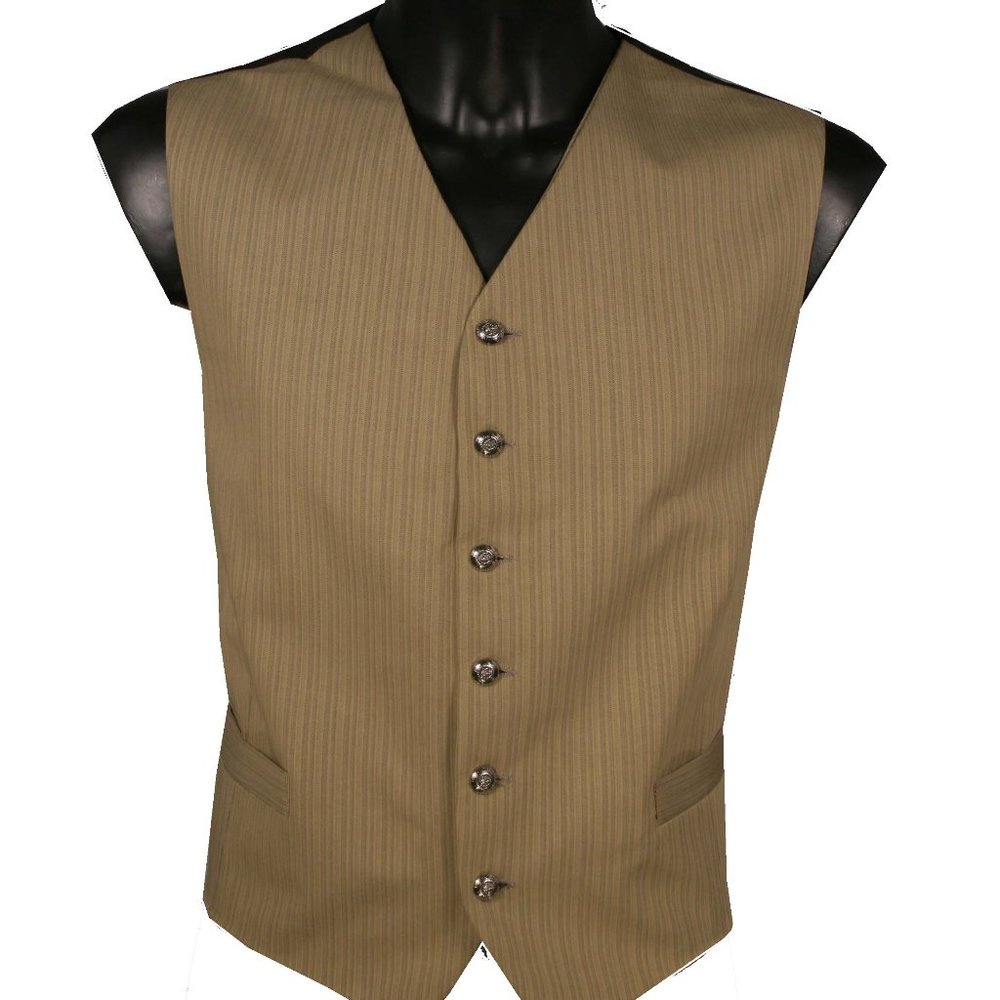 Men's Beige Tone/Tone Vest Made In Italy